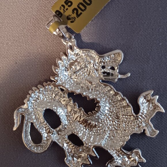 FINE 925 PURE SILVER DRAGON PENDANT - Picture 3 of 5